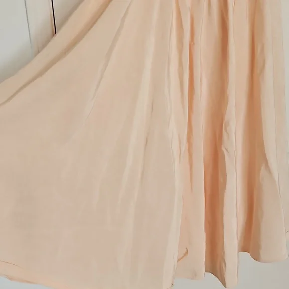 Vintage Handmade 80s Prom Peach Taffeta Party Dress - Picture 4 of 15